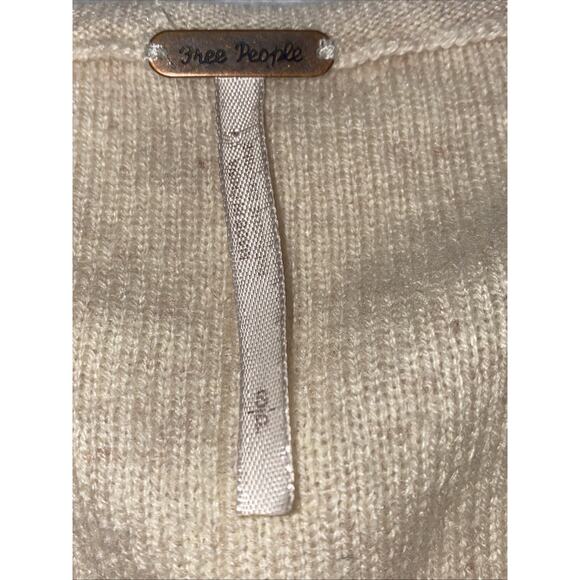 Free People Cream Stellar Cashmere Silk Blend V Neck Pullover Small - Picture 4 of 5
